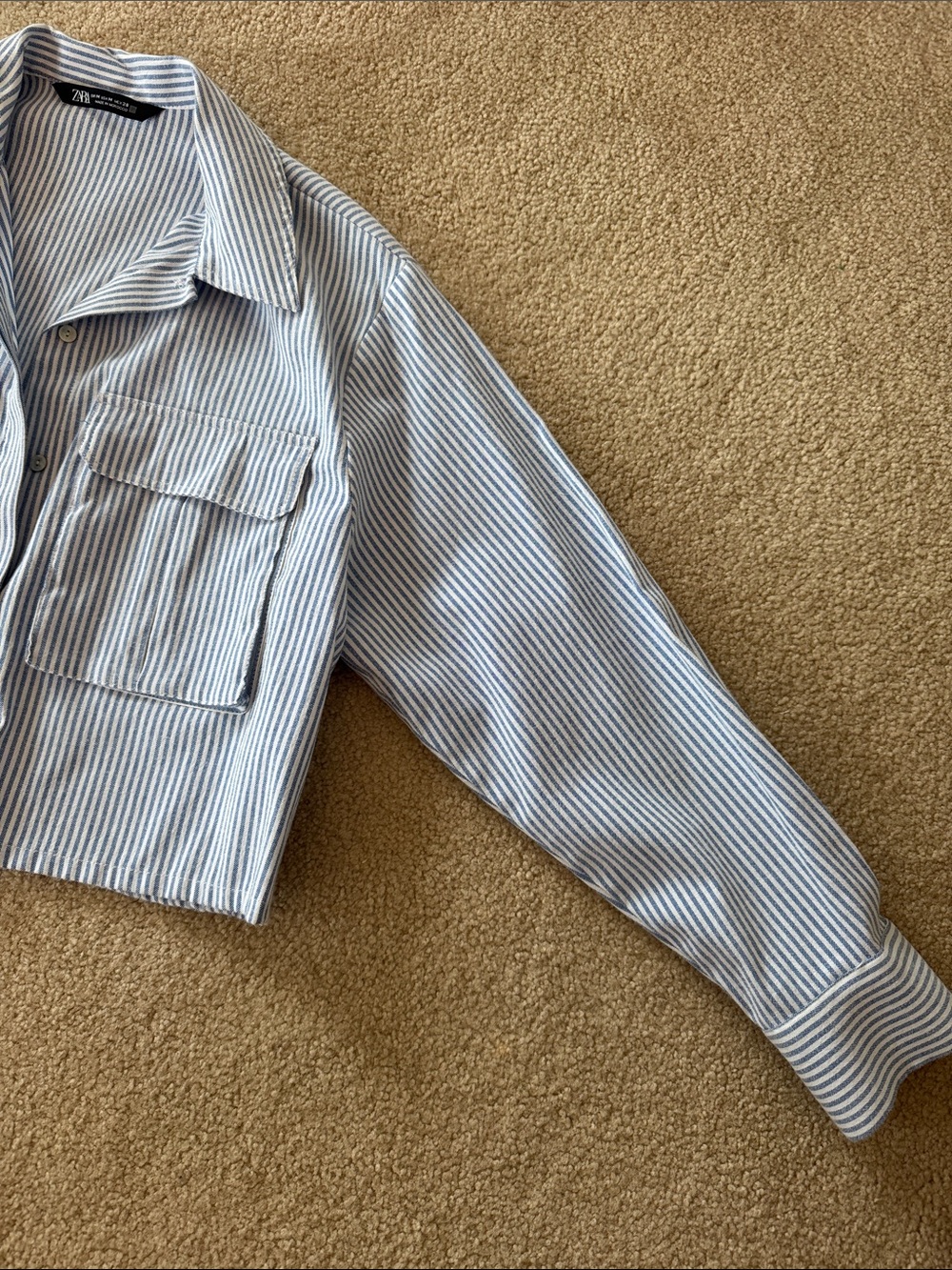 Zara Blue & White Striped Utility Jacket - Picture 2 of 4